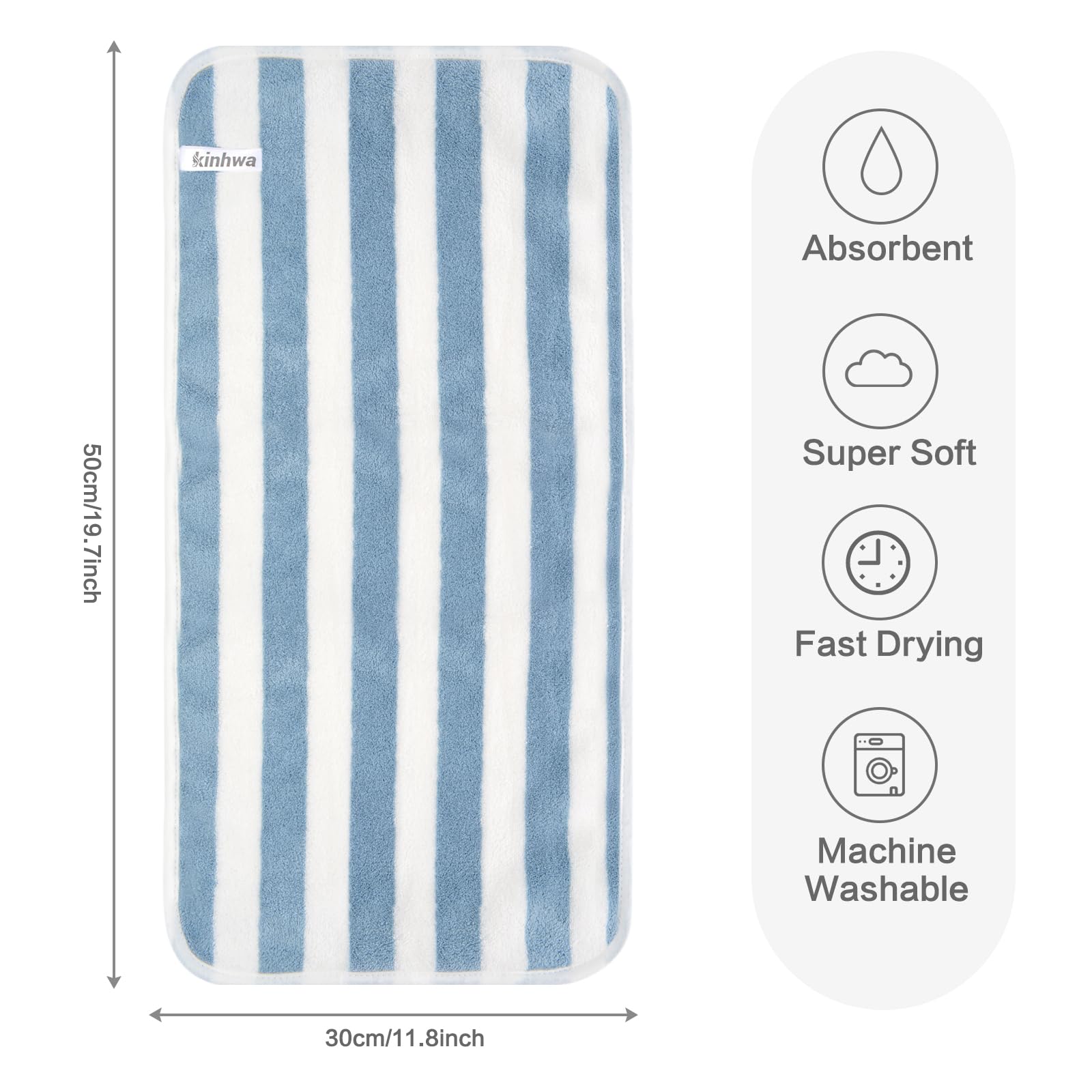 KinHwa Microfibre Soft Hand Towels for Bathroom Abosorbent Small Guest Towels Thick Face Towels 30cm x 50cm Fast Drying Washcloth for Bath Spa - Image 2