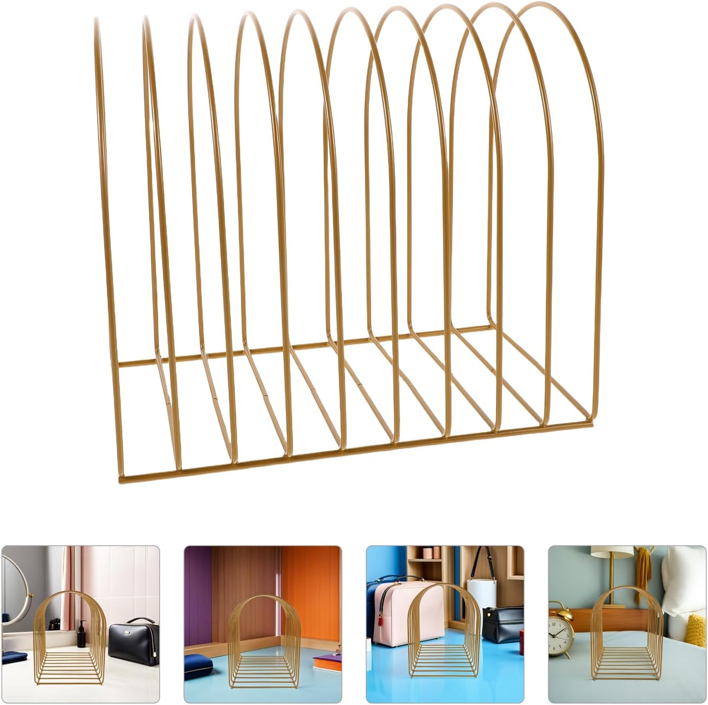 2pcs Iron Beanie Rack and Baseball Cap Holder Wire Hat Display Stand for Tabletop Woolen Hat Storage Organizer 26x17x23cm Gold for Home Closet