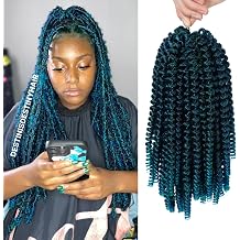 JOEDIR HAIR Green Spring Crochet Hair 8 Inches 8 Pieces/Pack 120 Strands Fluffy Spring Twists Braiding Hair Bomb Twists for Black Women