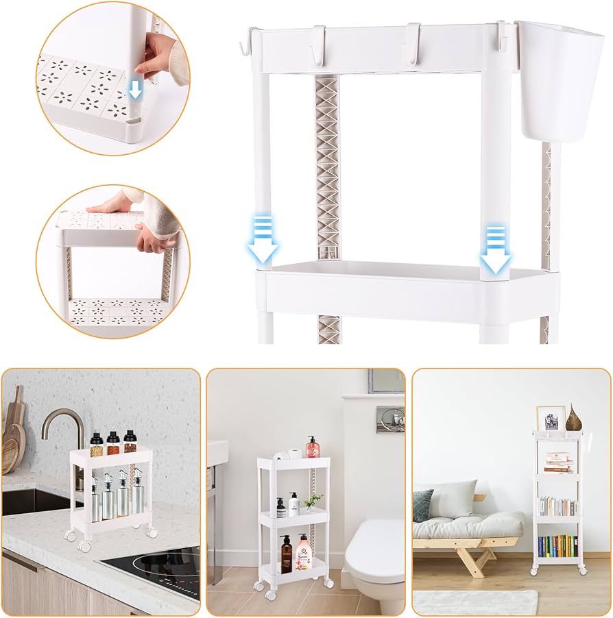 キッチンワゴン 隙間収納 キャスター付 17cm 洗面所 ホワイト 4段 Amazon.co.jp: HYXND キッチンワゴン 隙間収納 キャスター付き 17cm