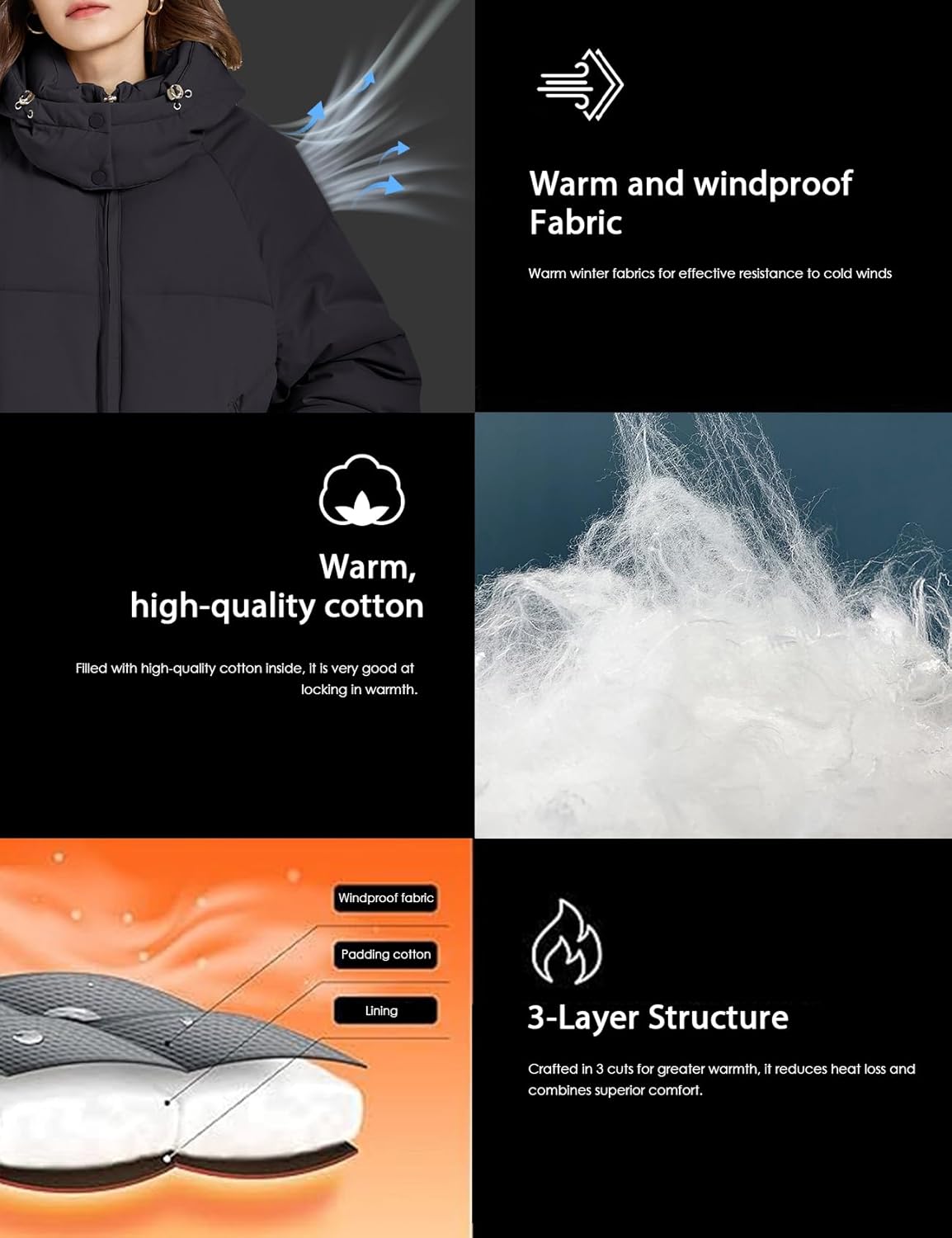 Gihuo Womens Puffer Jacket Winter Warm Coats Hooded Quilted Jackets with Removable Hood - Image 4