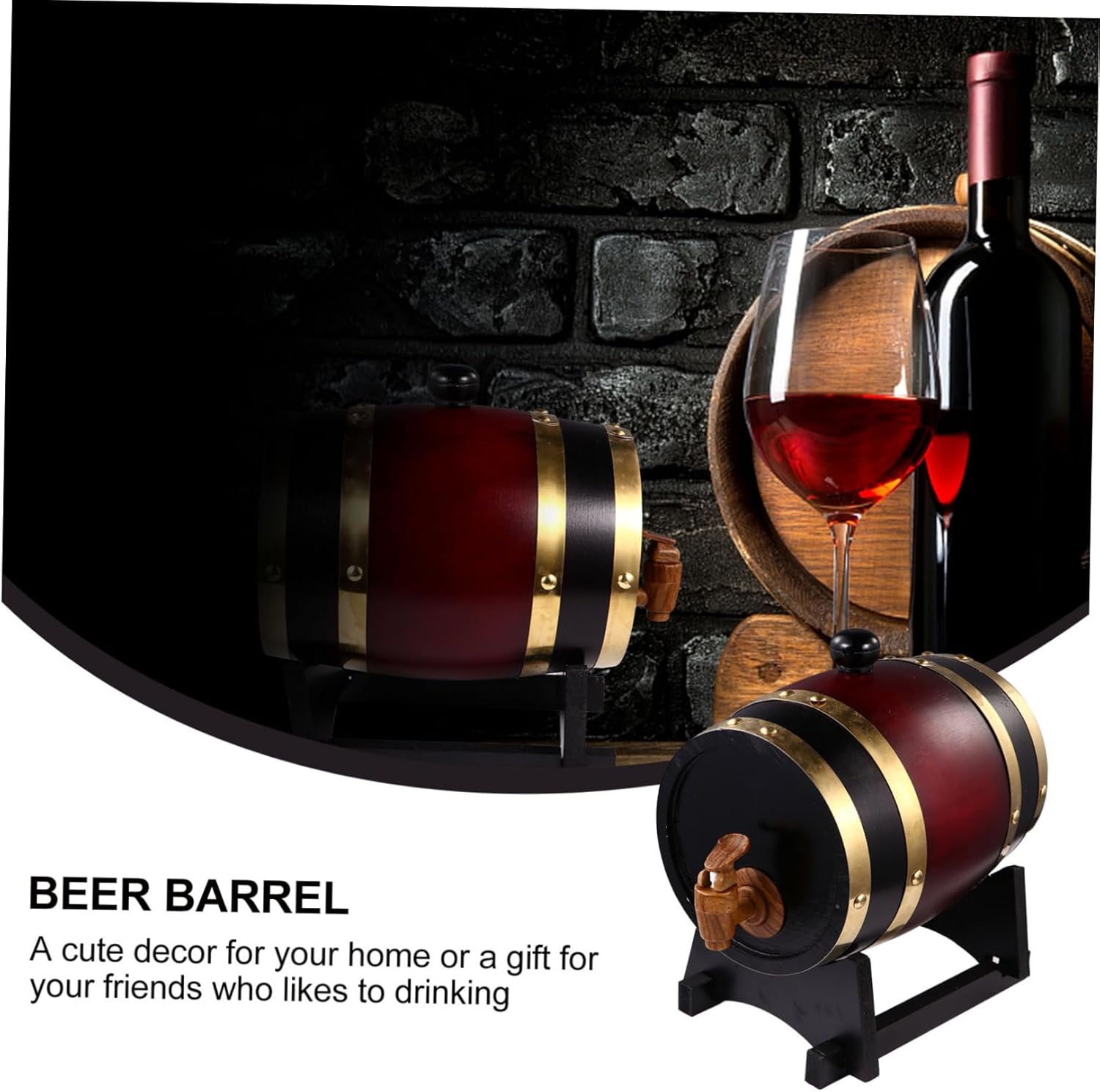 Alipis Antique Wooden Beer Cask Wine Barrel Rustic Oak Aging Barrel for Home Bar Decor and Drinks Storage