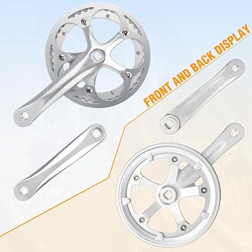 MEGHNA Bicycle Crankset 42/46/52 Teeth for 6-10 Speed Gears Lightweight Aluminum Alloy 165mm Crank Arm Dual Chain Guards for Mountain Bike Folding Bike E-Bike Cruiser Bike Square Taper