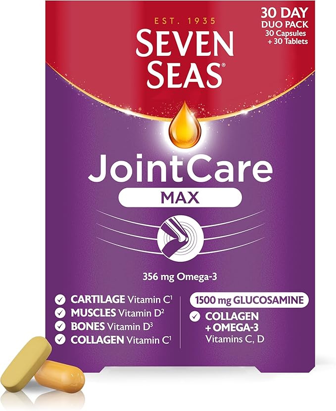 Seven Seas JointCare Supplements, Max, 60 Capsules, 356 mg Omega3, Vitamin D & C, + Zinc, With