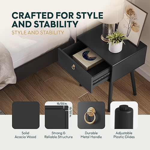 Miniatura 77 de Bme Dinkee - Base de cama de tamaño matrimonial sin cabecera, 15 pulgadas, minimalista y moderna, madera de acacia, 12 listones de madera para