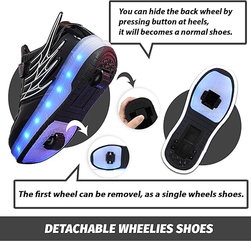 Miniatura 4 de LED Roller Skate Shoes for Kids Boys Girls Light Up Roller Sneakers with Detachable Wheels Rechargeable Flashing Wheeled Shoes