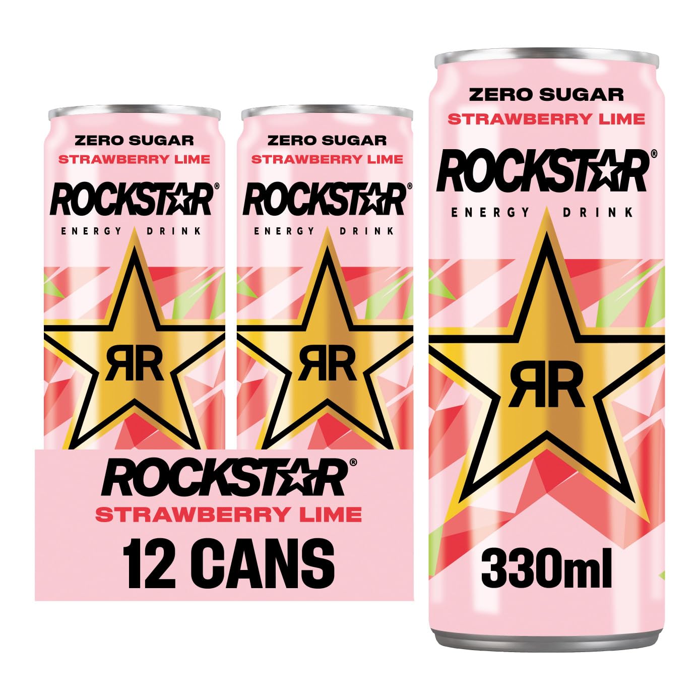 Rockstar Strawberry & Lime Energy Drink 330ml 12 Pack