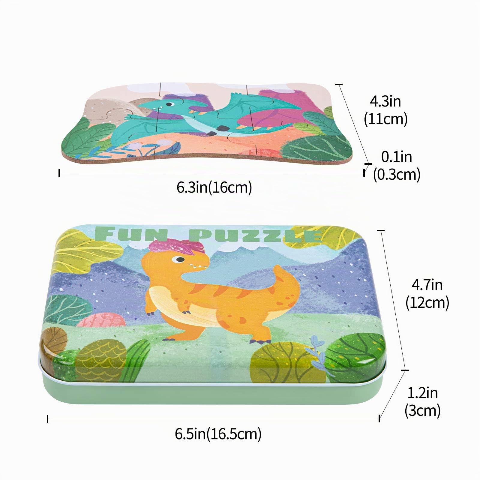 BBLIKE Puzzle Infantil de para niños Rompecabezas de Animales, puzle de 5 imágenes, Adecuado para niños y niñas a Partir de 3, 4 y 5 años (Dinosaurio)