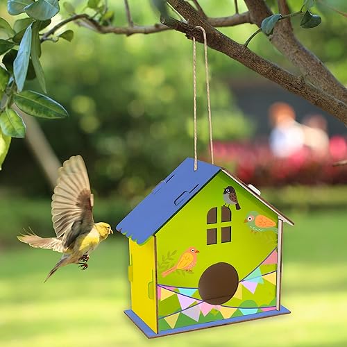 Miniatura 6 de Treewant Paquete de 6 kits de casa de pájaros, arte y manualidades para KDS de 3 a 8 años, construir y pintar casa de pájaros, kits de arte de