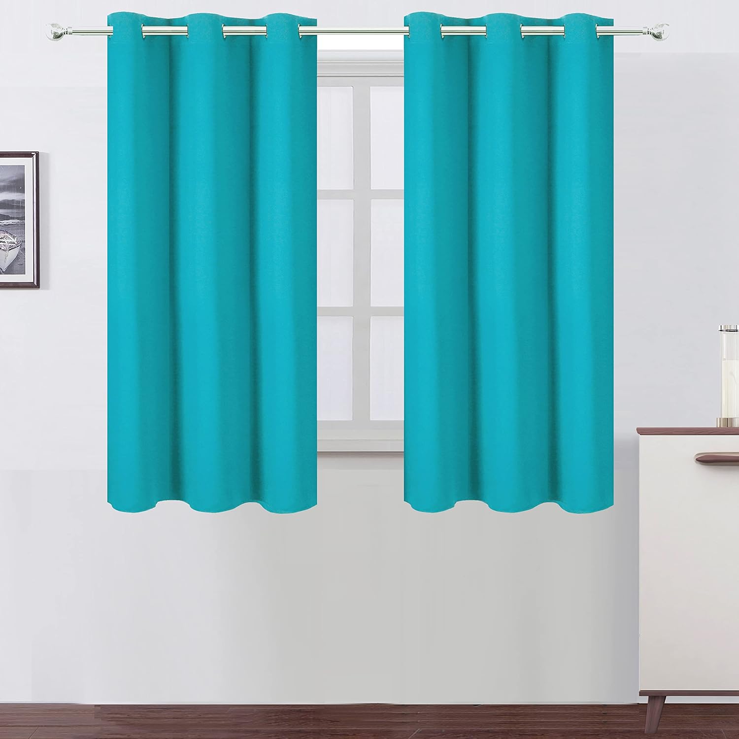 LEMOMO Teal Blackout Curtains 34 x 54 Inch Length/Set of 2