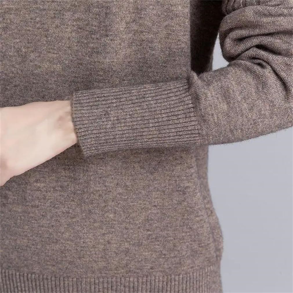 Women's Fashionable Solid Color Cashmere Sweater Women Spring Fall Overhead Round Neck Base Shirt Large Size Outerwear