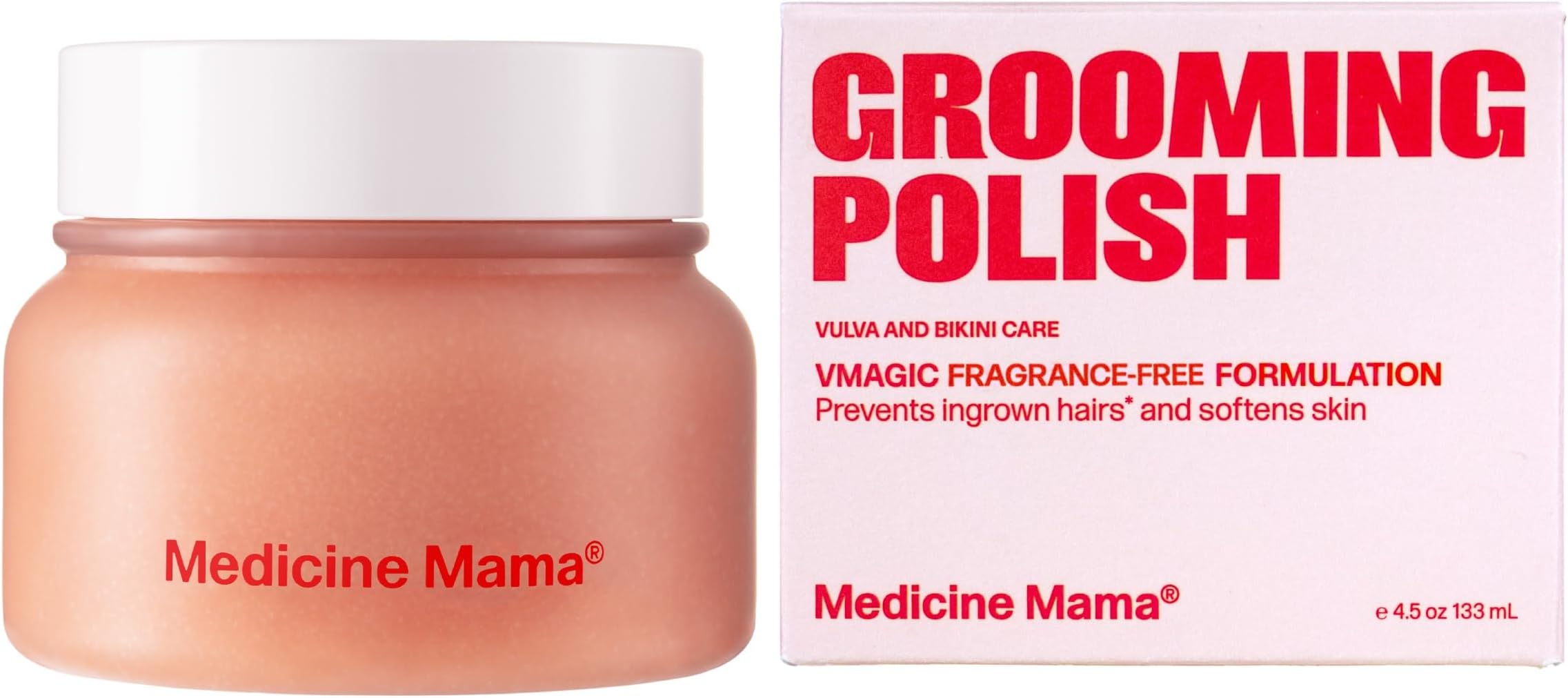 VMAGIC by Medicine Mama Grooming Polish – All-Natural Exfoliating Sugar Scrub – Preps Skin & Body for Grooming, Helps Prevent Ingrown Hairs – Brazilian Wax & Bikini Shave Aftercare – 4.5 oz