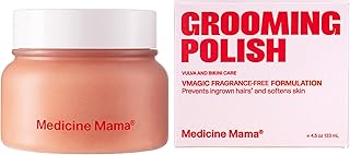 VMAGIC by Medicine Mama Grooming Polish – Natural Sugar Exfoliating Scrub – Preps Skin & Body for Grooming, Helps Prevent Ingrown Hairs – Brazilian Wax & Bikini Shave Aftercare – 4.5 oz