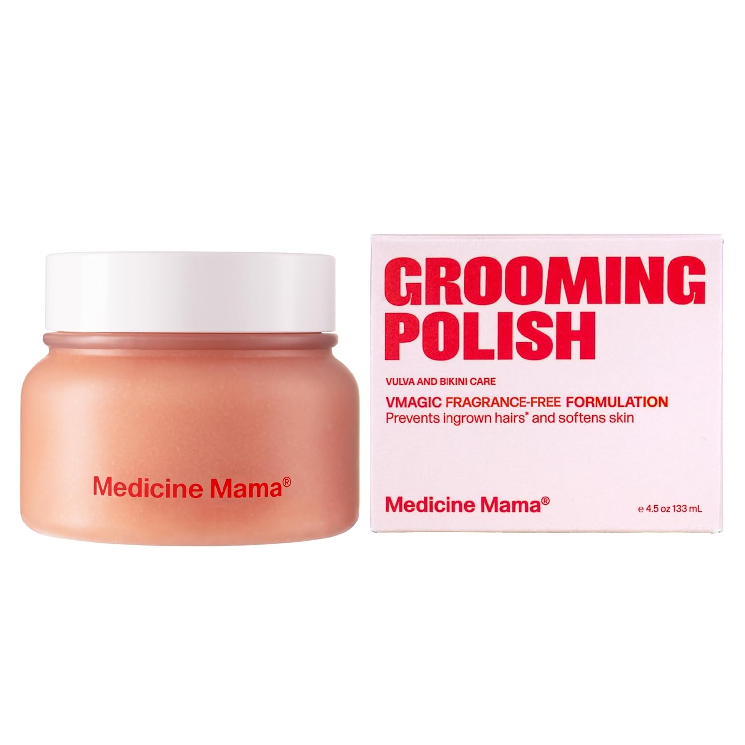 VMAGIC by Medicine Mama Grooming Polish – Natural Sugar Exfoliating Scrub – Preps Skin & Body for Grooming, Helps Prevent Ingrown Hairs – Brazilian Wax & Bikini Shave Aftercare – 4.5 oz