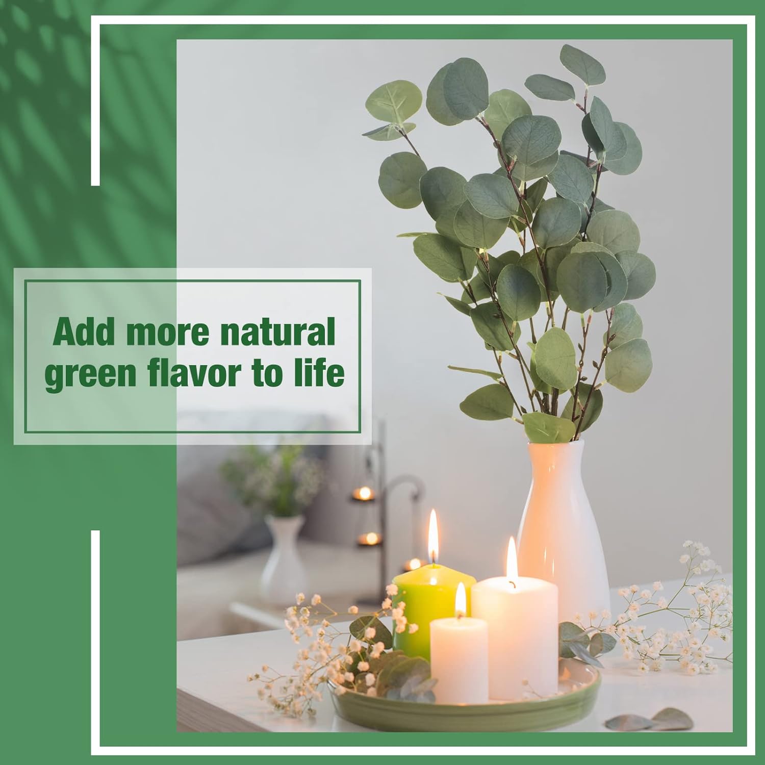 20 Pcs Artificial Eucalyptus Stems Fake Bulk Eucalyptus Faux Greenery Silver Dollar Leaves 23.6 Inches Silver Dollar Fake Plant Decor Silk Branches Artificial Greenery Branches Plant for Wedding Decor