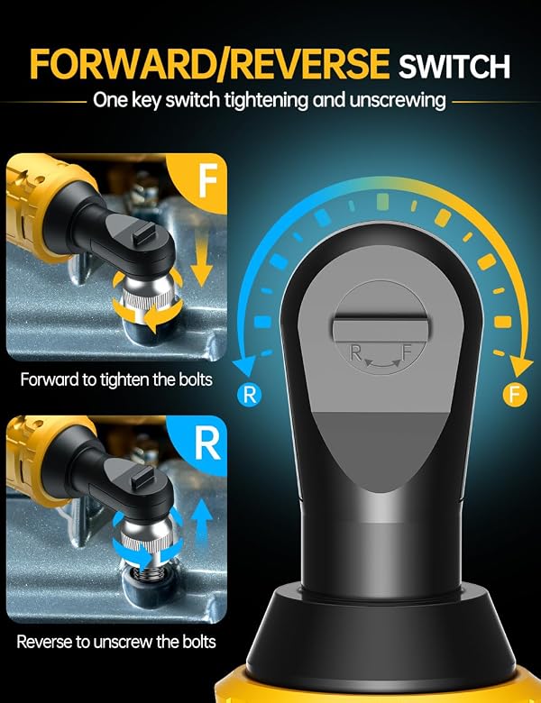 APEXPOWER 1/2 Inch Cordless Ratchet Wrench, for DEWALT 20V Max Battery, 88Ft-Lbs, 0-400RPM, Electric Ratchet Wrench Set with Variable Speed Trigger, Reinforced Head, R&F Switch, 7 Sockets by APEXPOWER - Image 13