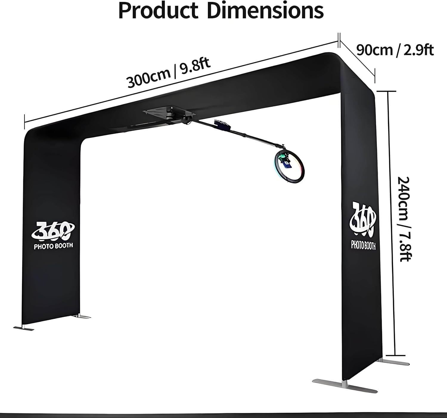 360 Photo Booth Machine for Parties, Automatic Rotating Camera Booth, 7-15 People Capacity, Multi-Scene Spin, Custom Logo, Perfect for Events & Celebrations