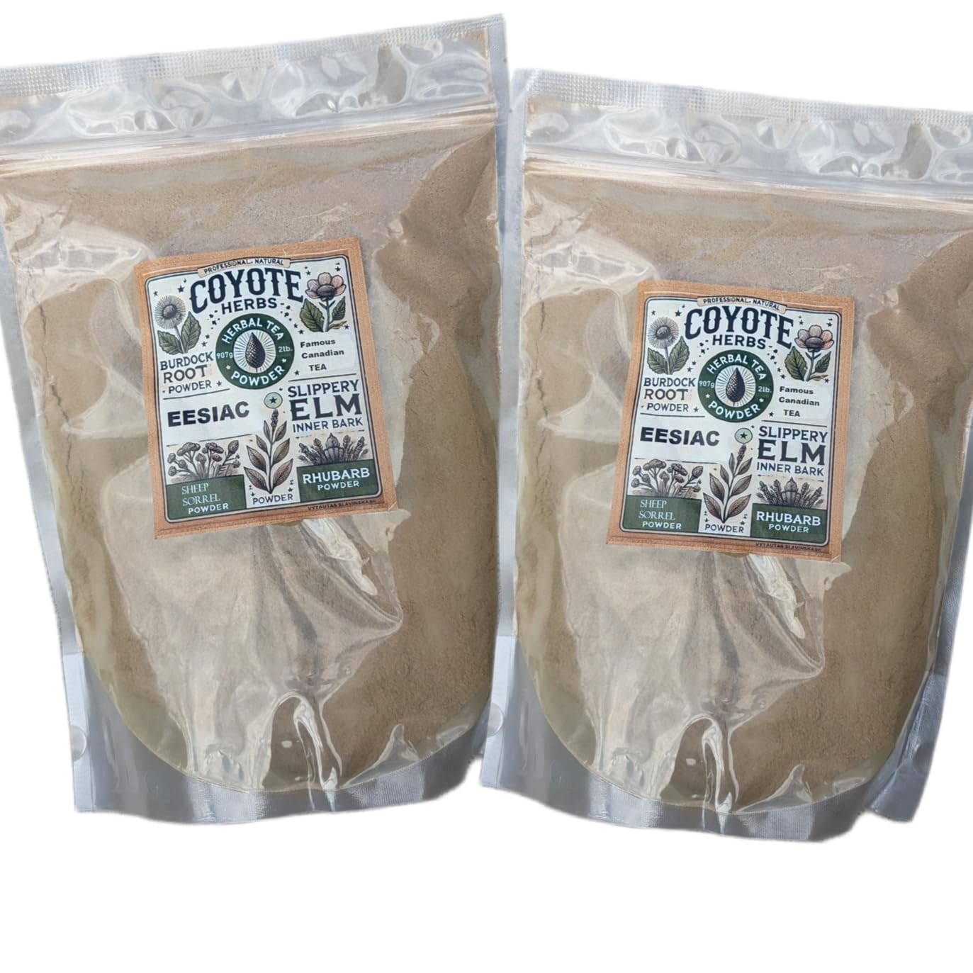 Essiac Tea Powder - Original 4-Herb Formula: Burdock Root, Sheep Sorrel, Slippery Elm, Rhubarb - Pure & Natural - 2 lbs / 908g by Coyote-Herbs
