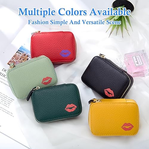 Miniatura 7 de Axcvveiyi Estuche de cuero genuino para lápiz labial con espejo para bolso, mini bolsa de maquillaje suave y duradera, bolsa de aseo adecuada para