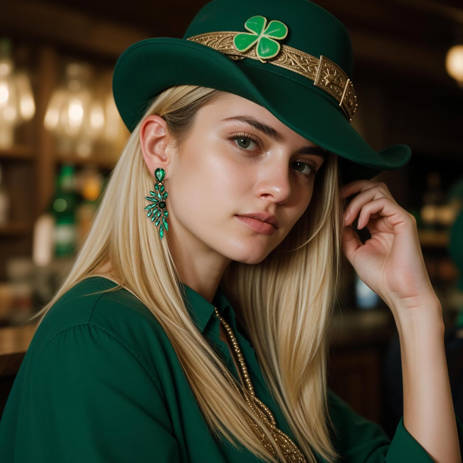 BriLove Women's Wedding Bridal Crystal Teardrop Multi Marquise Cluster Bling Dangle Earrings - Image 5