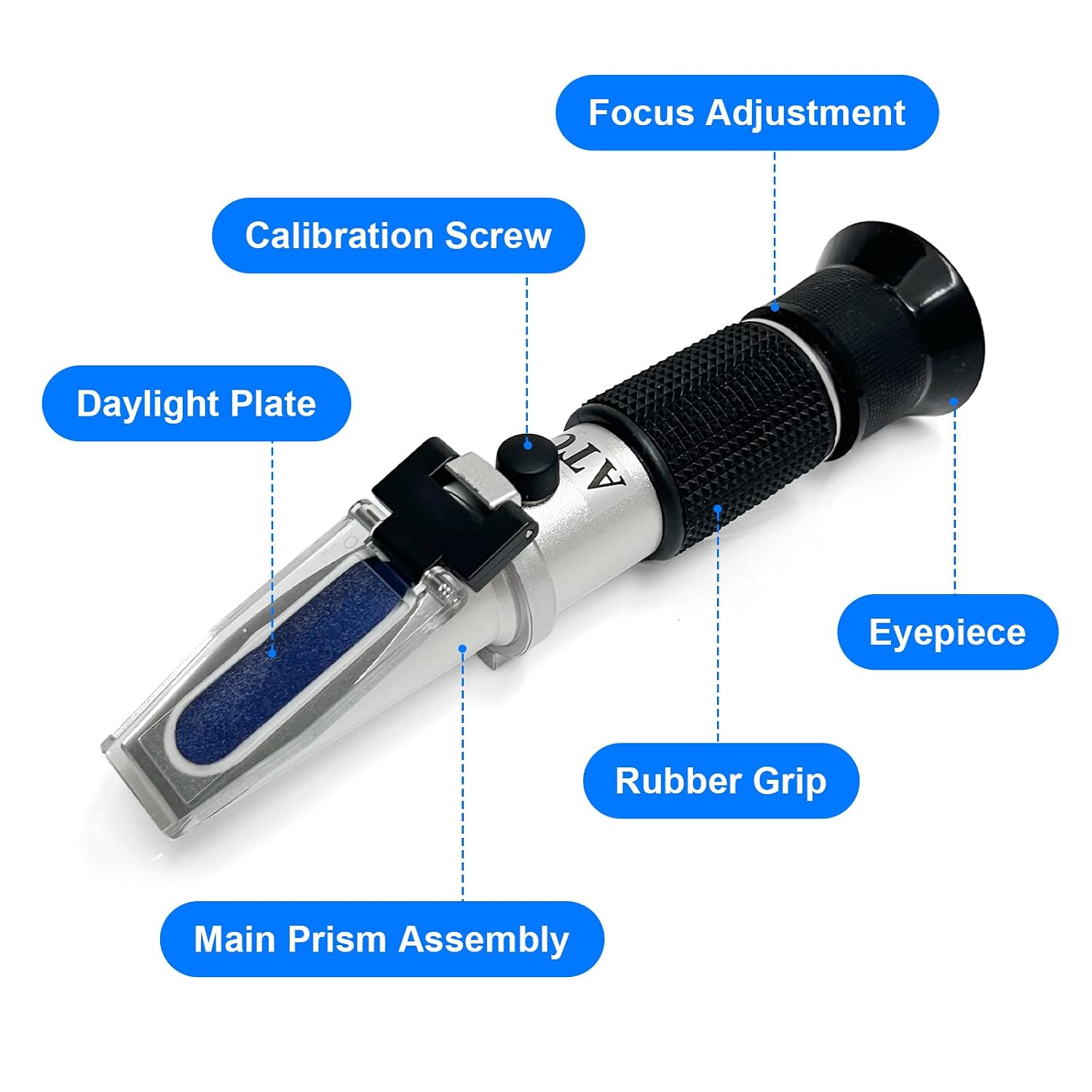 3-in-1 Wine Refractometer Kit for Alcohol, Brix & Grape Must | Ideal for wine making & home brew. Measures Brix (0-40%), Alcohol (0-25%) & Baume (0-20%) for grape must with ATC