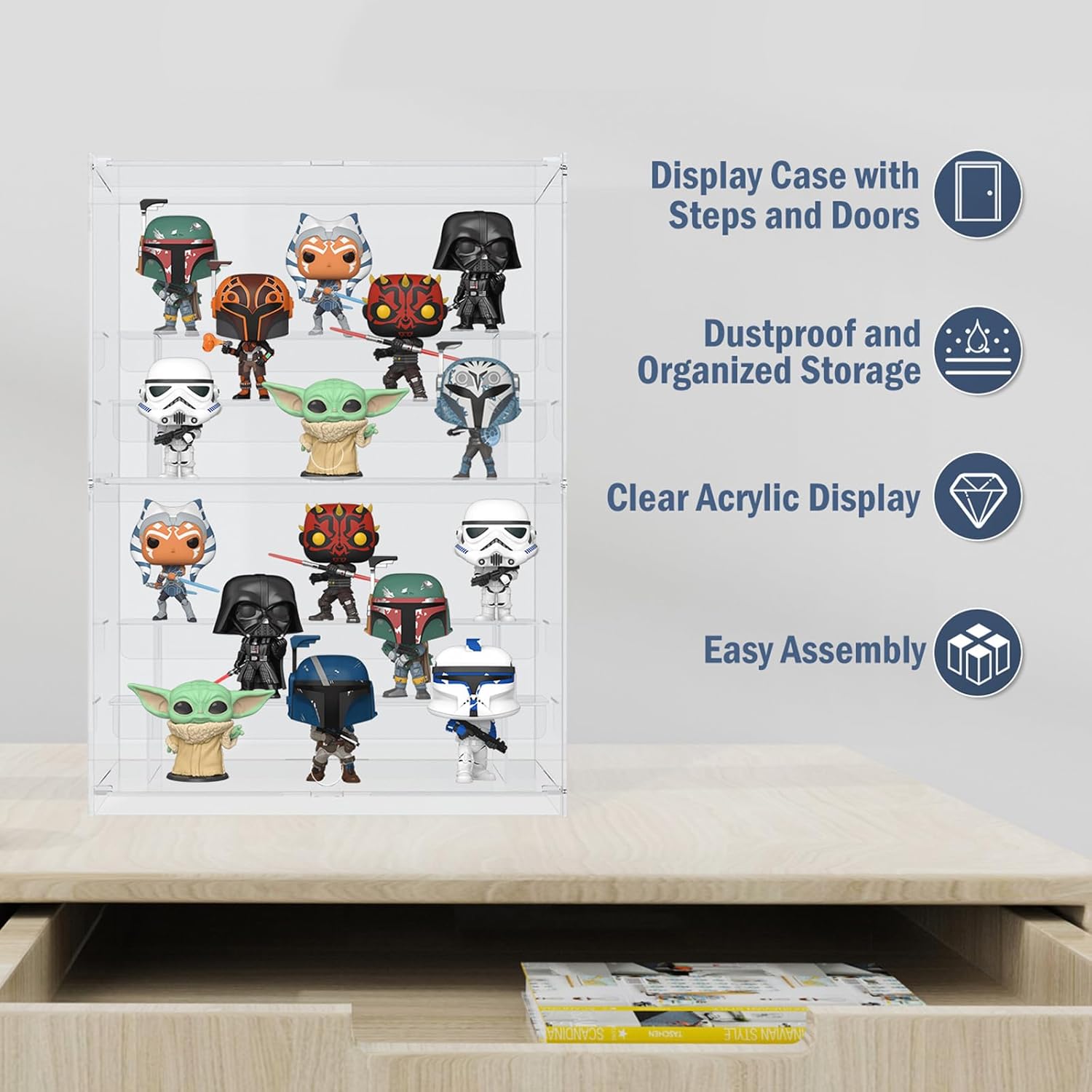 Présentoir Acrylique Transparent Présentoir étagère Surélevée En 4