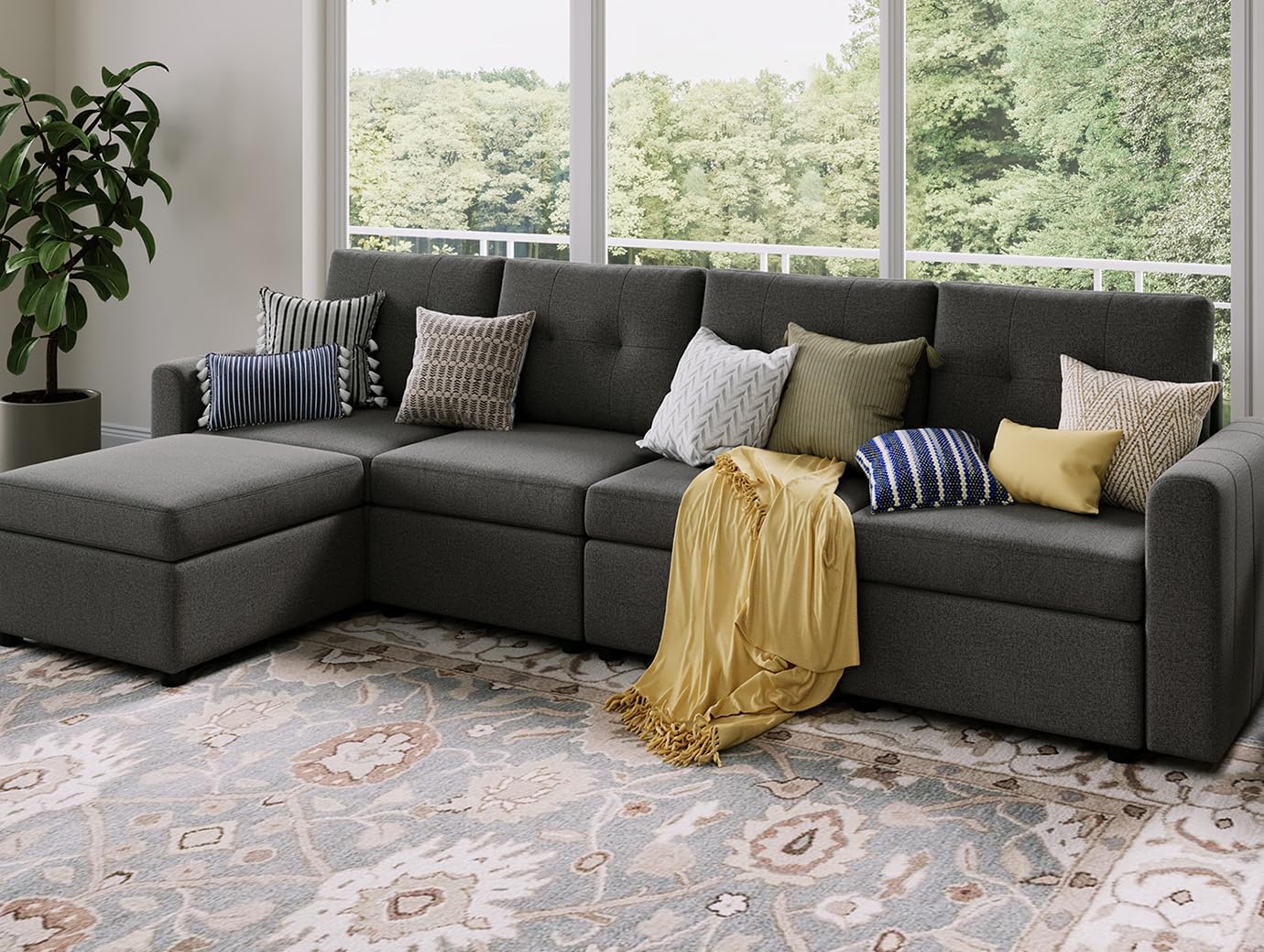 Amazon.com: LINSY HOME Oversized Modular Sectional Sofa, Rubik III 4 ...