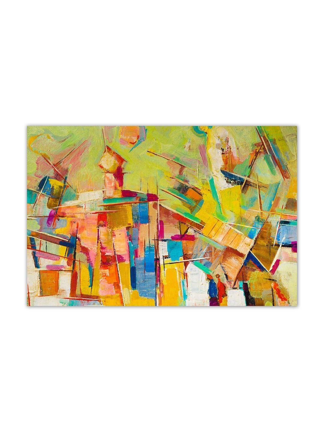 Amazon.co.jp: 999Store 木製フレームプリント抽象カラフルキャンバス