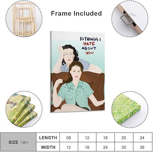 Miniatura 2 de LRefiozas Single Hanging Picture 10 Things I Hate About You Canvas Poster - Retro 90s Romance Comedy Movie Art Print Home Decor for Bedroom Living