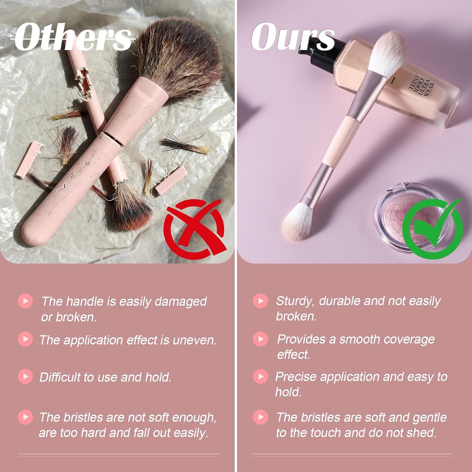 Dual Ended Highlighting Blush Brush,Flame Shaped Makeup Brush. Soft and fluffy brush, suitable for blush, highlighter, Powder formulas, Apply and blend for seamless, flawless fusion
