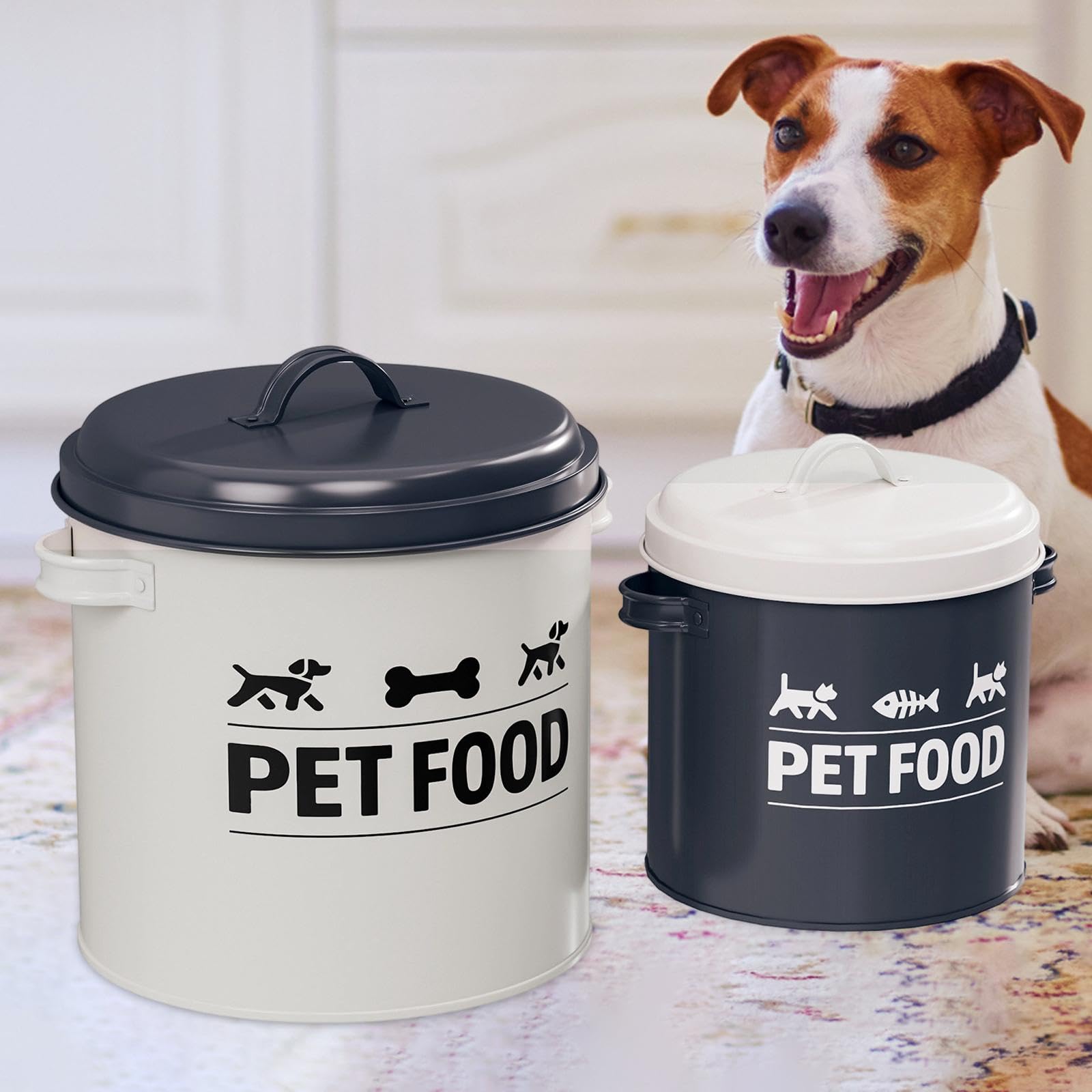 MagiDeal 2 Contenedores herméticos de Hierro para golosinas de Perros y Gatos, Ideales para almacenar Comida y Otros Alimentos de Mascotas