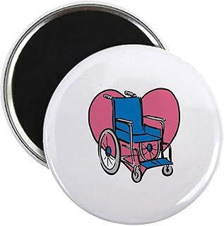 CafePress Heart Wheelchair Magnets 2.25" Round Magnet, Refrigerator Magnet