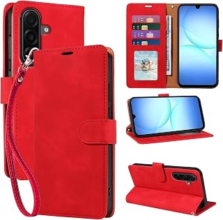 Wallet Case for Samsung Galaxy A17, RFID Blocking (Red)