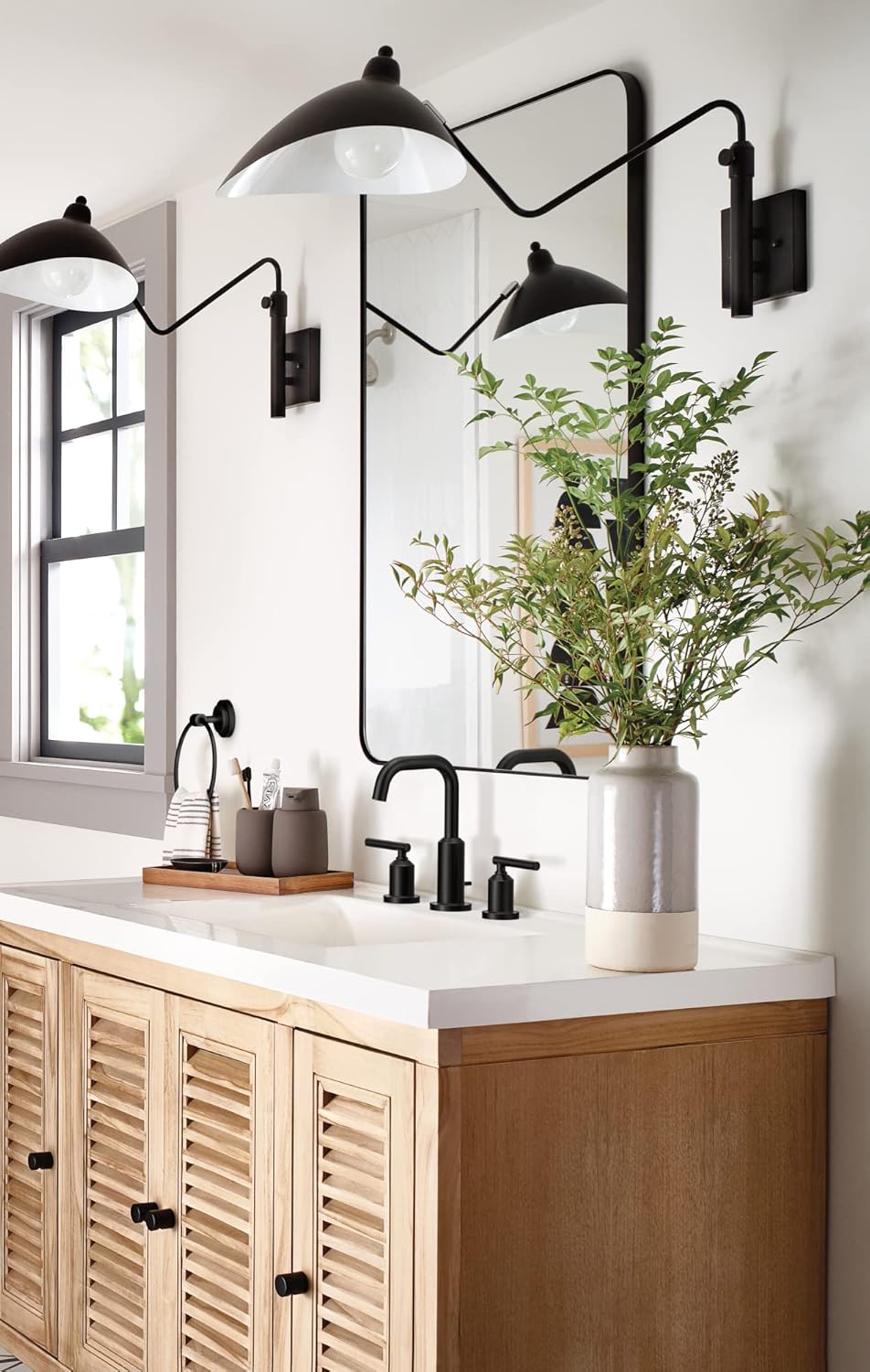 Moen T6142BL-9000 Gibson Two-Handle Widespread Bathroom Faucet with Valve, Matte Black - - 