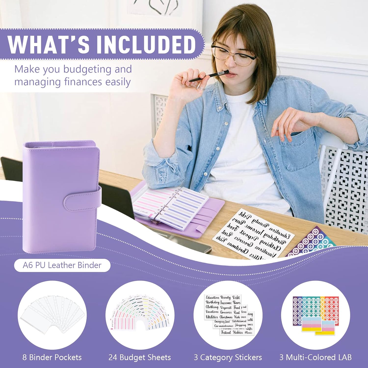 Nicecho Budget Binder, Money Organizer Cash Envelopes for Budgeting, Budget Binder with Zipper Envelopes and Expense Budget Sheets, Waterproof PU Leather A6 Binder for Money Saving Planner … : Everything Else