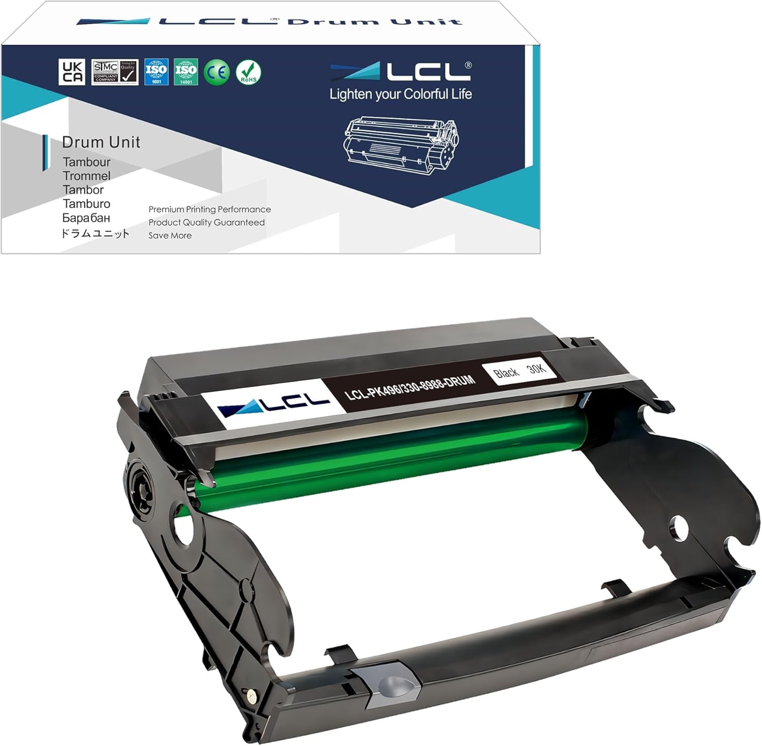 LCL Remanufactured Drum Unit Replacement for Dell 2330 2330D 2330DN 2350D 2350DN PK496 DM631 330-8988 for Dell 2330 2330D 2330DN 2350 2350D 2350DN 3330DN 3335DN Printer (1-Pack Black)