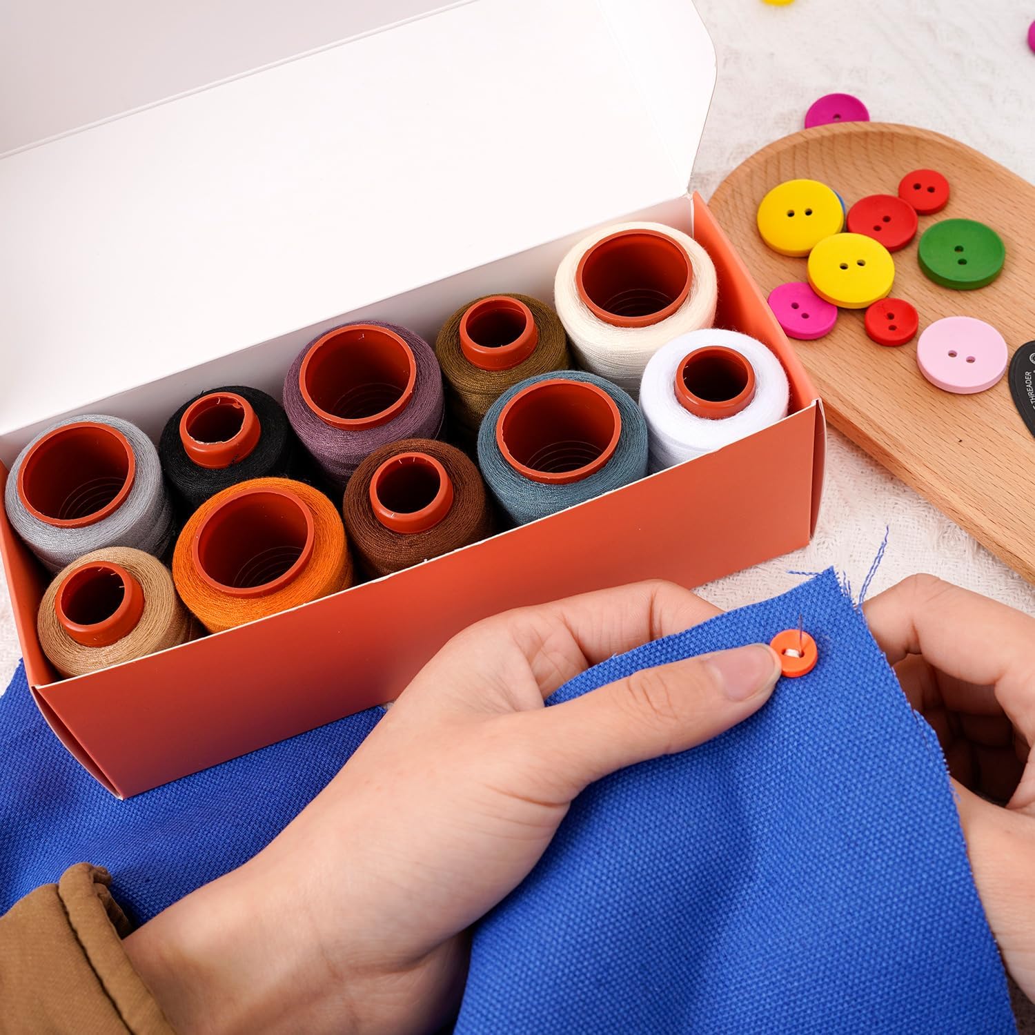 Sewing Thread Set, All Purpose Sewing Thread 40wt, 10 Spools Assorted Colors Each 800 Yards of Polyester Threads for Sewing Machine, Hand Stitching, Quilting, Serger (Dark Color Series)