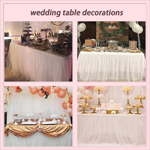 Miniatura 142 de Suppromo - Falda de mesa con tutú de calidad superior, con 3 capas de malla, plisada, de tul, para fiestas, bodas, baby shower, fiestas de Rosa