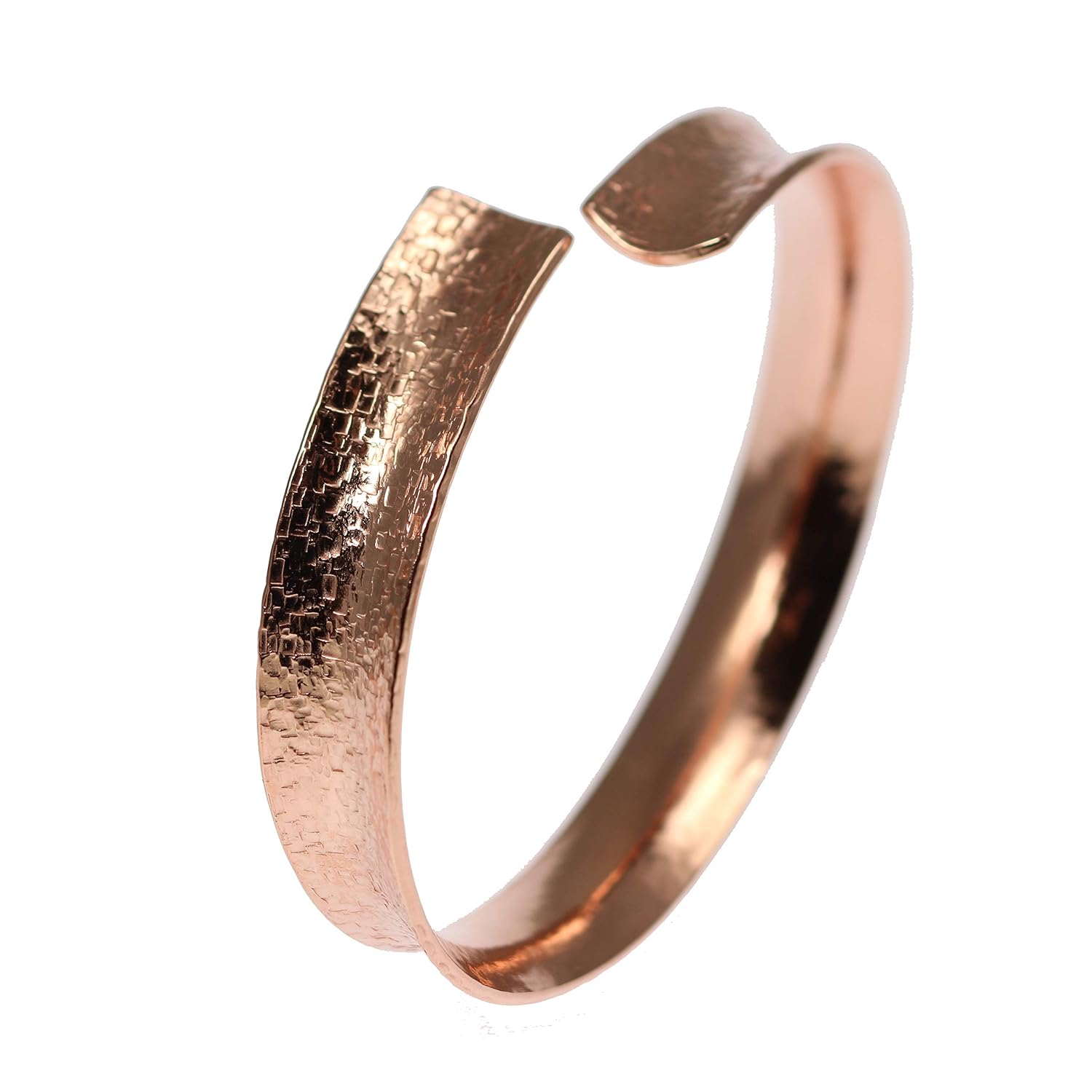 John S. Brana Handmade Adjustable Texturized Anticlastic Copper Bangle Bracelet - 100% Solid Uncoated Copper