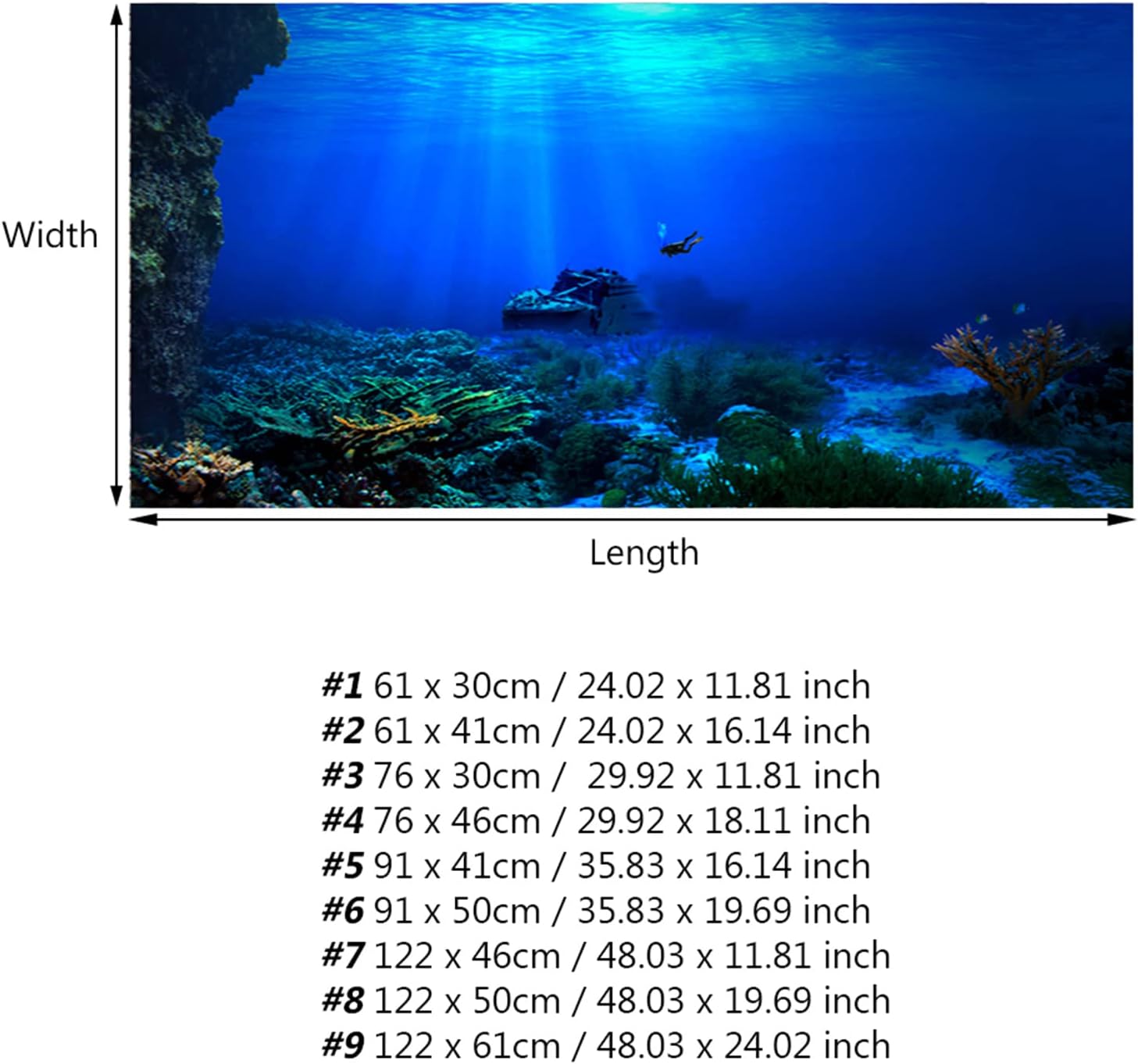 Aquarium Background,Underwater World Backdrop,PVC Poster for Fish,Adhesive Seaworld Background Poster for Aquarium Fish Tank Decoration,Self - Adhesive,for Fish Tank, Aquarium Etc (122 * 61cm)