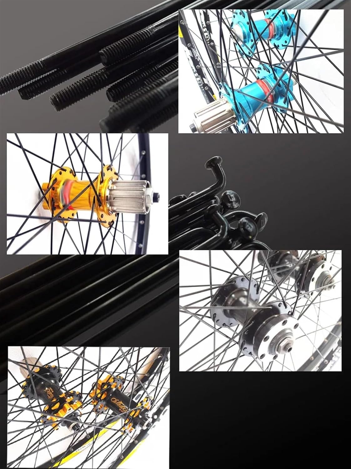 36Pcs 14G Fit for Bicycle Spokes Stainless Steel Road Mountain Bike Cycle 236/246/248/250/255/258/261/263/265mm Nipples Accessories