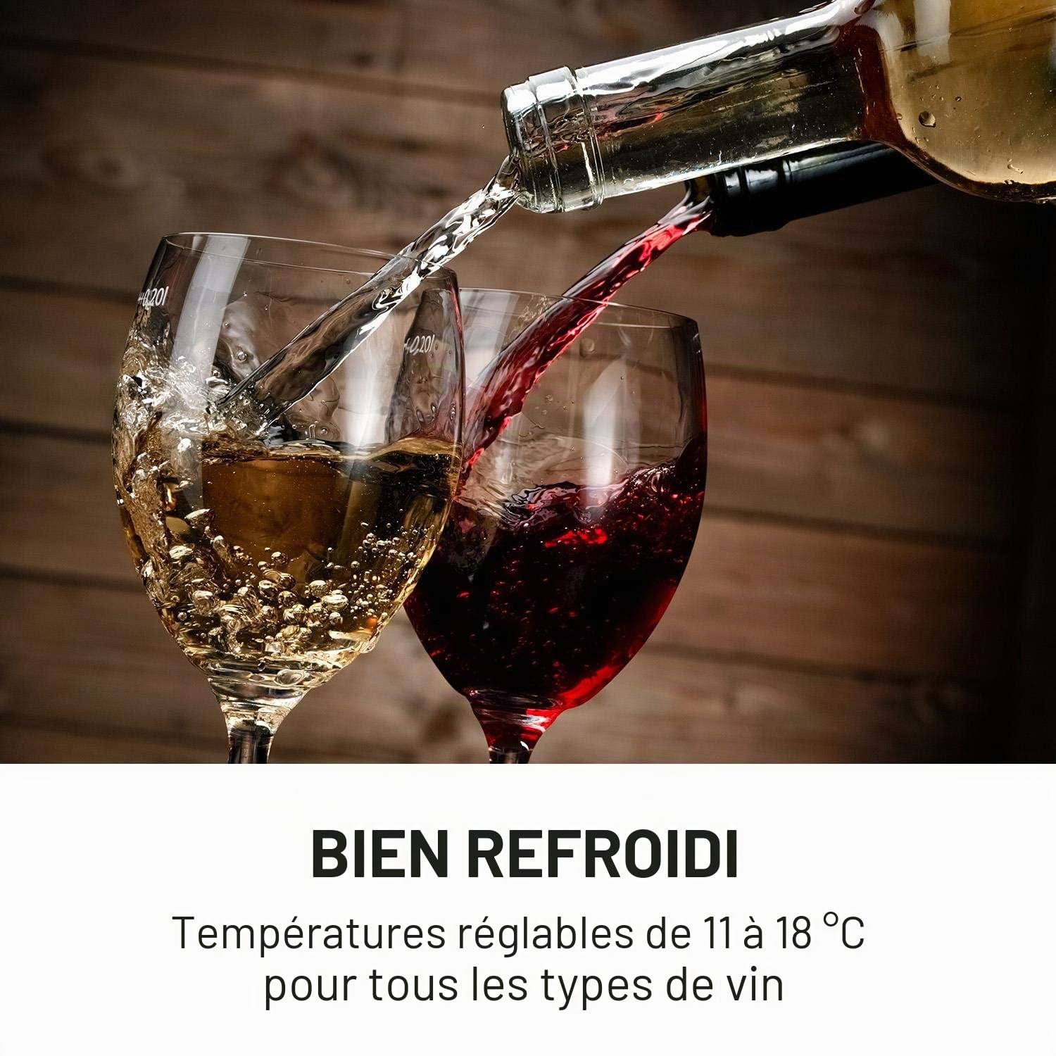 KLARSTEIN Barolo - Cave à vin, Porte en verre, Tiroirs métalliques, Eclairage intérieur LED, Facile à nettoyer, 70 litres, 28 bouteilles - Noir