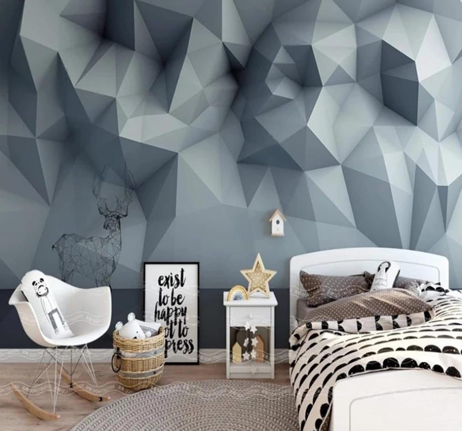 XLMING Three Dimensional Geometric Abstract Moose Unique 3D Wallpaper Luxury Home Dining Decor Paste Sofa Living Room The Wall for Bedroom Mural-350cm×256cm