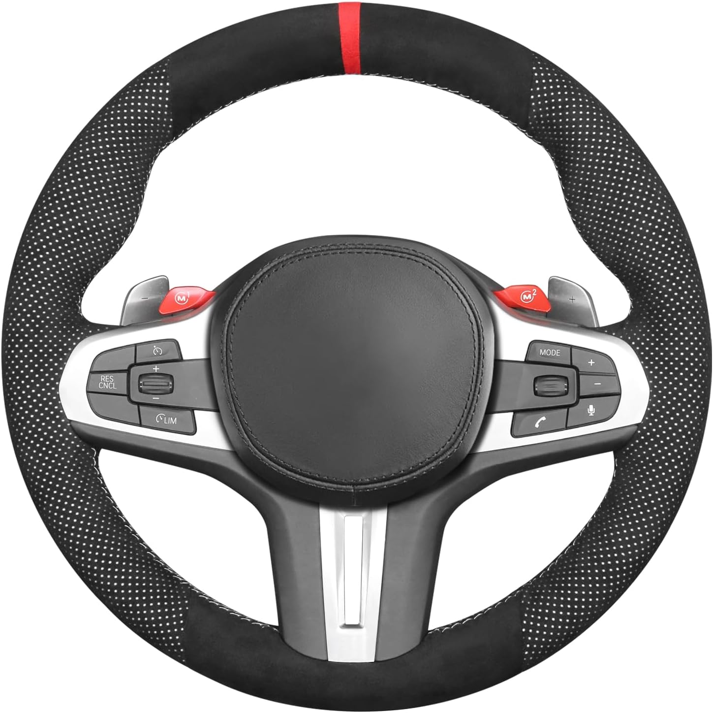 MEWANT Hand Stitch Steering Wheel Cover Wrap for BMW M5 F90 2018-2021/M8 F91 F92 F93 2020-2021/X3 M F97 2020-2021/X4 M F98 2020-2021/X5 M F95 2020-2021/X6 M F96 2020-2021