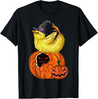 Cute Baby Chicken Yoga - Chicken Witch and Halloween Pumpkin T-Shirt