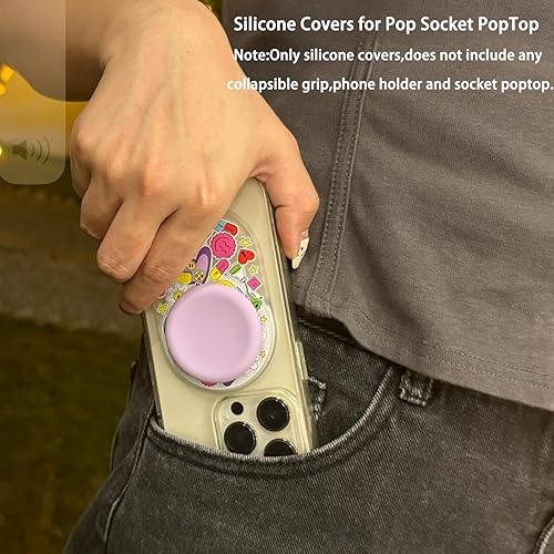 Miniatura 7 de AUROX Funda de silicona para PopSocket PopTop (solo funda de silicona), funda de silicona para empuñaduras de teléfono PopSocket, funda de silicona