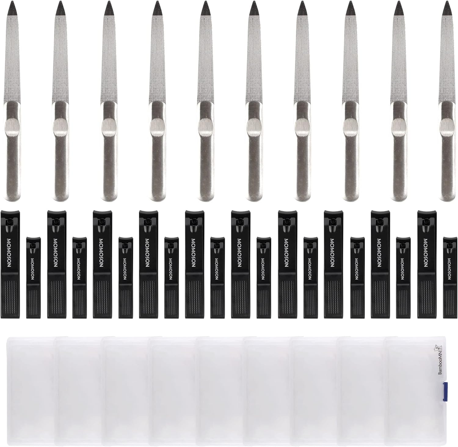 Stainless Steel Nail Clippers Set - 4pc Nail Care Set - Black Metal - 10 Sets