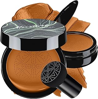 Mushroom Head Air Cushion CC Cream - BB Cream Face Makeup Foundation for Mature Skin Moisturizing Concealer Brighten Long-Lasting, Even Skin Tone for All Skin Types (Deep)