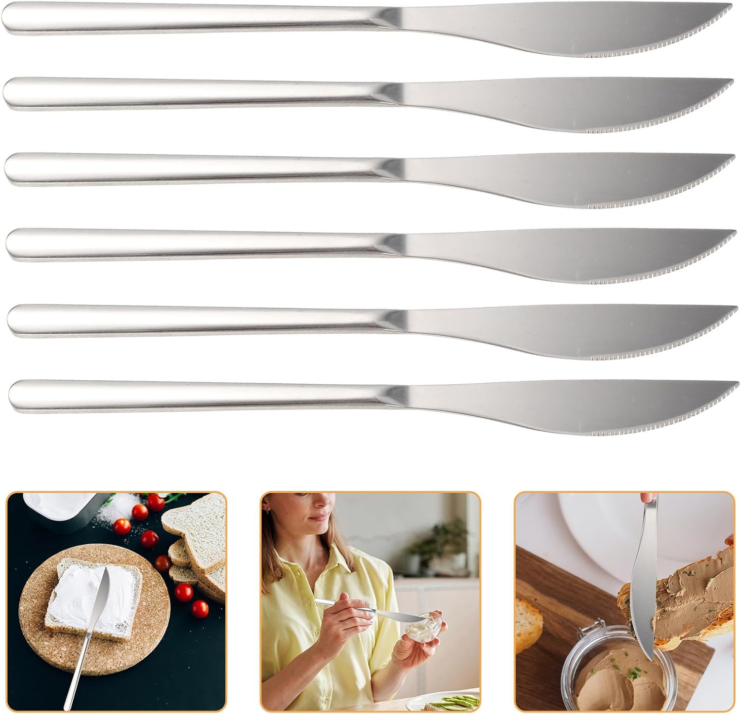 Butter Spreaders 6pcs with Ergonomic Design Stainless Steel for Meals