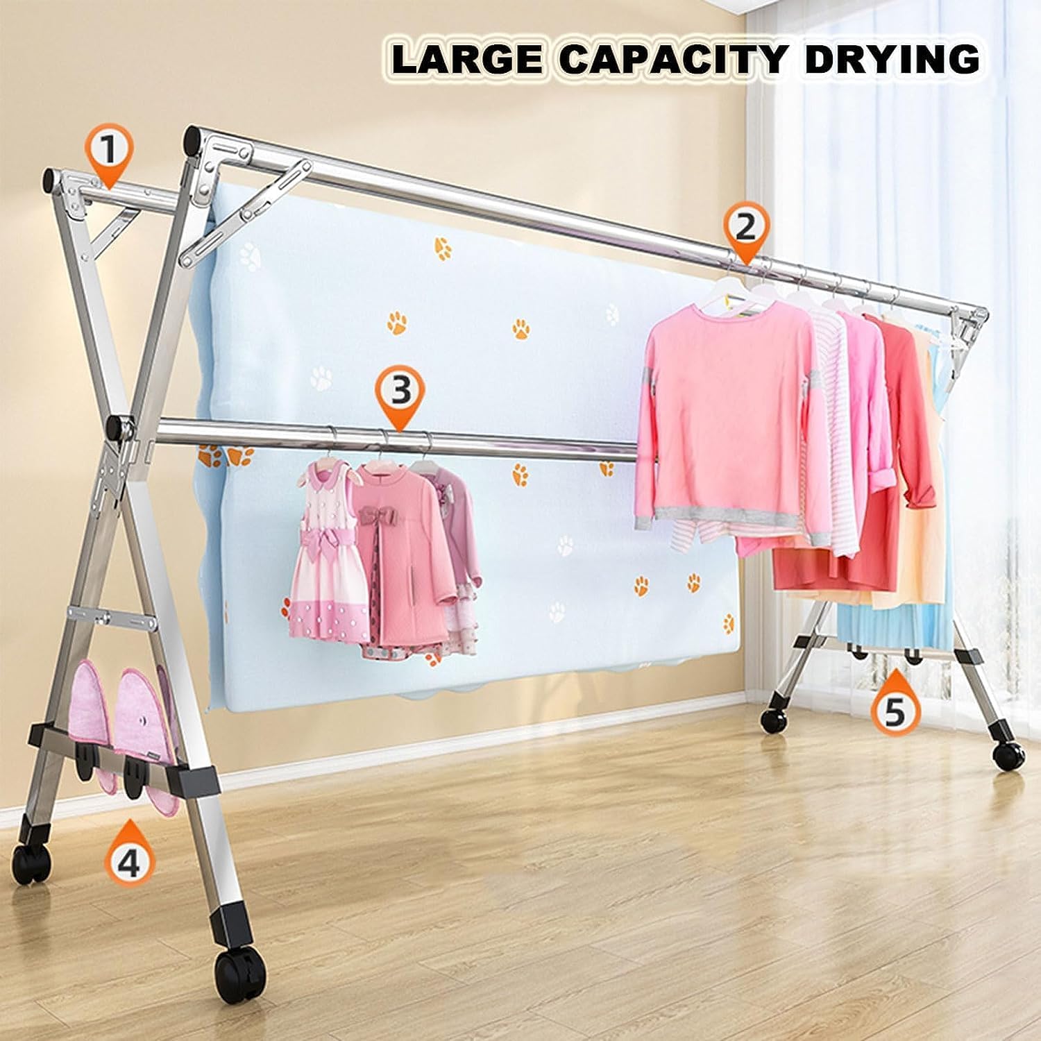 Clothes Horse Clothes AirerClothes Horse Clothes AirerClothing Drying Rack Laundry Drying Rack Adjustable Clothes Drying Rack Folding Foldable Laundry Rack Stainless Stee